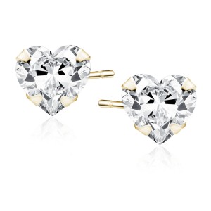 Cercei argint placati cu aur galben cu inimioare 5x5 mm DiAmanti 1CH5EG_W-DIA (Argint 925‰ 0,5 g.)